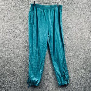 Columbia Womens Pants‎ Large Teal Nylon Elastic Waist Windbreaker Jogger Retro